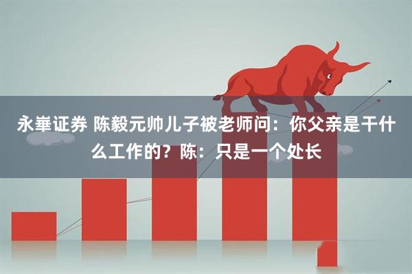 永崋证券 陈毅元帅儿子被老师问：你父亲是干什么工作的？陈：只是一个处长